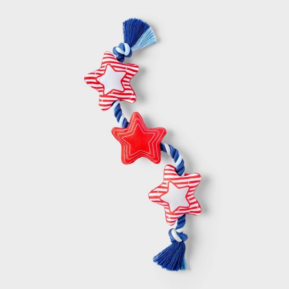 18.25" Stars Celebrate Plush Rope Dog Toy nwt
